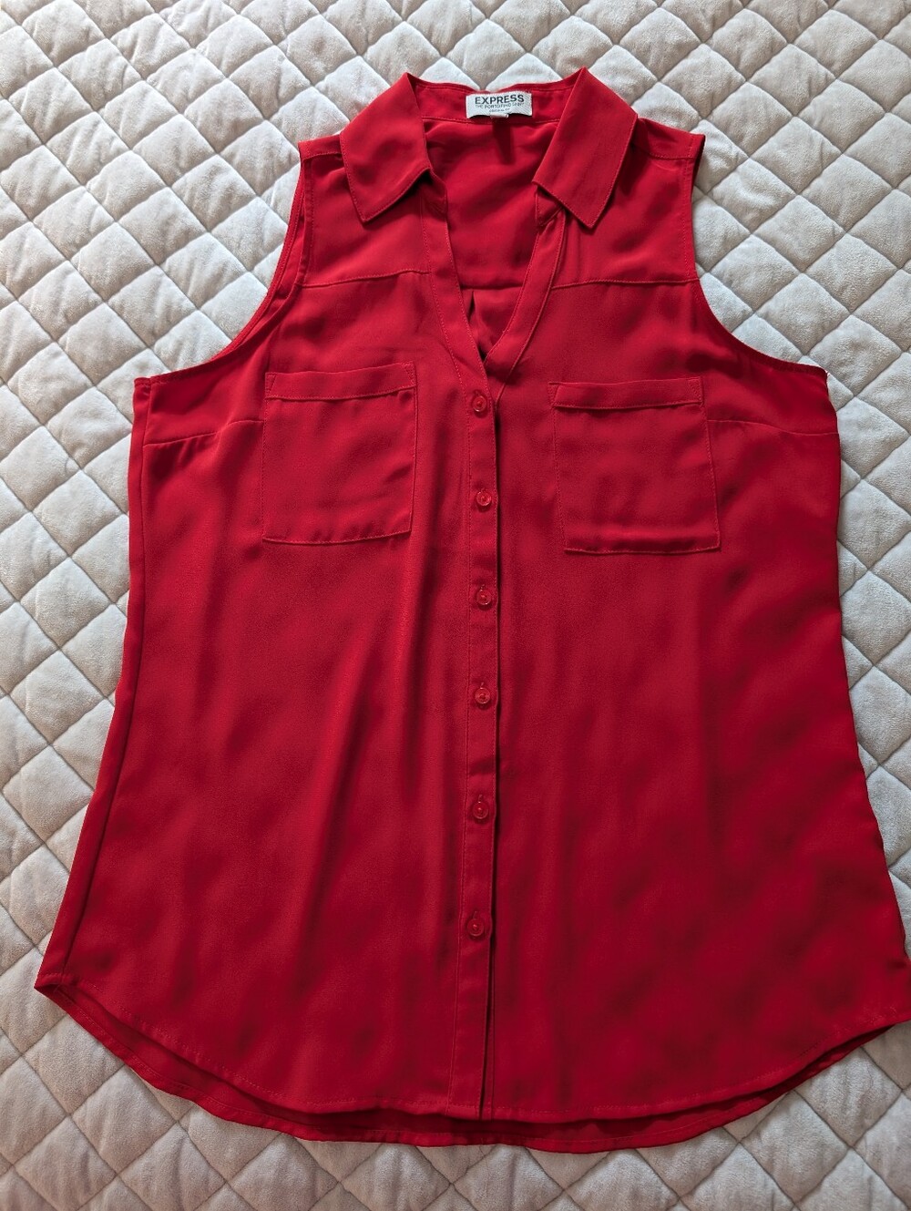 Express Portofino Shirt, Sleeveless, Red, Size Small